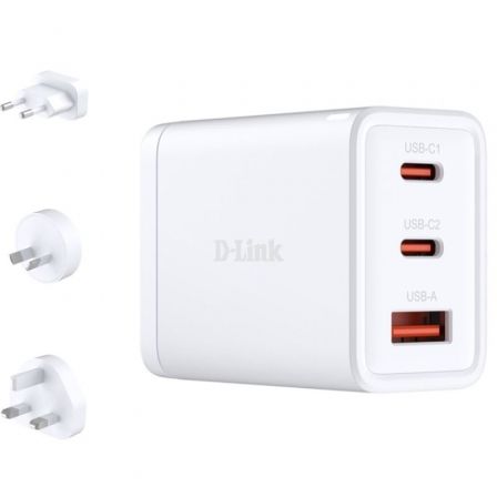 D-Link DCP-651 Cargador de Pared GaN 65W 2x USB-C y 1x USB-A Blanco D-Link DCP-651 Cargador de Pared GaN 65W 2x USB-C y 1x USB-A Blanco
